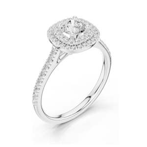Bague de fiançailles pour femme avec halo de diamants de laboratoire ronds brillants de 1,07 carat, clarté VVS-VS EF, or 18 carats, 14 carats, 10 carats et argent 925 - Product Image 4
