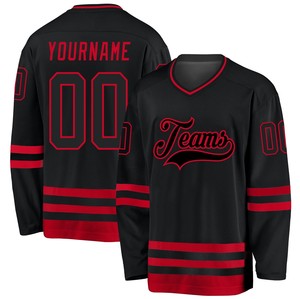 Maillot de hockey sur glace personnalisé noir et rouge sublimé, vente en gros, uniforme de hockey sur glace en polyester respirant, fabricant - Product Image 5