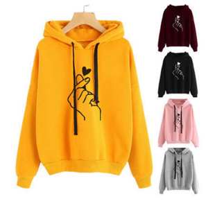 Sweat à capuche unisexe décontracté de couleur unie de taille européenne Sweat à capuche imprimé coeur Fabricant de confiance - Product Image 6