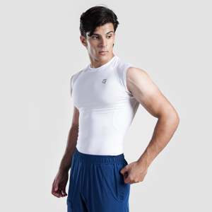 GA Men's White Sleeveless Compression Tank <b>Tops</b> - Product Image 2