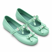Chaussures plates Mary Jane en PVC pour femmes, bout rond, avec double nœuds et bride à boucle
