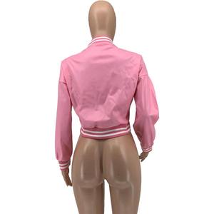 Venta al por mayor de ropa de calle personalizada chaqueta de cuero personalizada mujeres béisbol Varsity chaqueta artículo de venta de las mujeres Varsity chaqueta sólida - Product Image 3