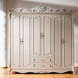 Armario de dormitorio moderno de madera de caoba de lujo con tallas artesanales elegantes Amplio almacenamiento para uso doméstico y hotelero - Product Image 3