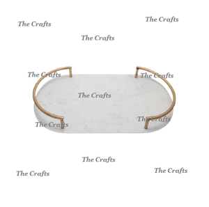 Vaisselle d'hôtel, plateau de service en marbre de couleur blanche de forme ovale, plateau de restaurant de la meilleure qualité pour grossiste - Product Image 1