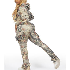 Ensemble de survêtement pour femmes, jogging, pantalon évasé, tenue de sport confortable et respirante pour la salle de sport, la course à pied, le fitness - Product Image 2