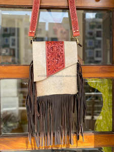 Bolso de cuero mecanizado a mano, bolso de flecos de piel de vaca auténtica, bolsos bohemios tallados, bolsos superventas para mujer - Product Image 4