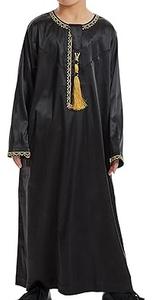 Túnicas Tradicionales para Niños de Alta Calidad, Lisas, en Color Negro, de Seda y Poliéster, Servicios de Fabricación al por Mayor OEM, Túnicas Transpirables - Product Image 2