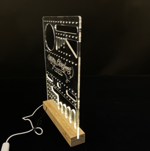 2025 precio de fábrica elegante acrílico pendiente LED soporte de exhibición con base de madera - Product Image 5