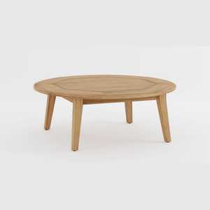 Kenrich Table basse ronde en bois de teck massif Design moderne avec finition naturelle pour une utilisation intérieure ou extérieure - Product Image 6