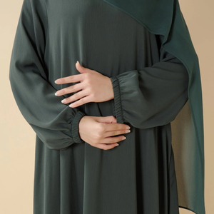 Abaya in Tessuto Nida Premium Tinta Unita, Multicolore, Elegante con Polsini Elastici, Stile Dubai per <span class=keywords><strong>Donne</strong></span> Musulmane - Product Image 6