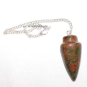 Labradorite Semi-Précieuse 6 Facettes Avec Chaîne Argent Pendules Pierres - Product Image 3