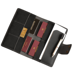 Fentes multi-cartes de voyage longues en cuir véritable faites à la main, portefeuille de passeport de luxe souple, porte-passeport pour hommes et femmes - Product Image 4