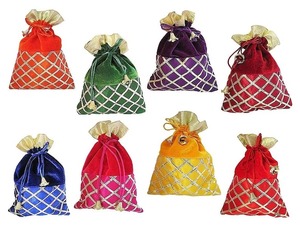 กระเป๋าถือกำมะหยี่แบบผูกเชือกสำหรับงานอีด,กระเป๋าของขวัญวันแต่งงาน Mehendhi Dholki - Product Image 5