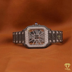 นาฬิกาเพชรที่ปลูกในห้องทดลองสีดำคุณภาพสูงนาฬิกาแฟชั่นหรูหราสง่างามทนทานมีสไตล์สะดวกสบายสำหรับการส่งออก - Product Image 2