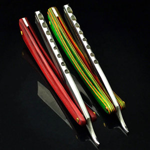Maquinilla de afeitar de borde recto con mango de madera más vendida, cuchillo de afeitar de peluquero de acero inoxidable de alta calidad con mango plegable - Product Image 4