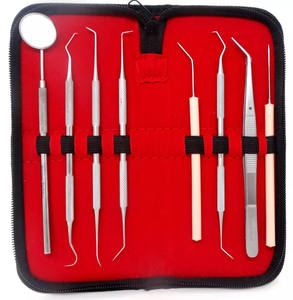 ชุดเครื่องมือทันตกรรมสแตนเลสสตีลแมนนวล8ชิ้นพร้อมแหนบกระจกส่องฟัน4หัว-ดีไซน์น้ำหนักเบา - Product Image 1