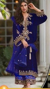 2024 élégant lourd broderie Kurta avec robe Plazo indien et pakistanais fête-porter grande taille imprimé fleuri à paillettes - Product Image 2