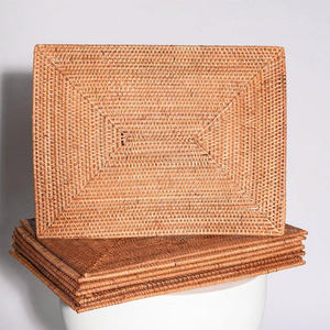 Low Price Rectangular Rattan Charger <b>Plates</b> Boho Rattan Placemat OEM Accepted Placemat Wicker Charger <b>Plate</b> From Vietnam - Product Image 3