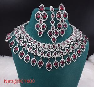 Elegante conjunto de collar y aretes AD para mujer, perfecto para fiestas de novia y celebraciones festivas - Product Image 2