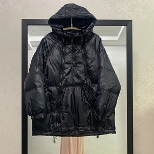 เสื้อโค้ทสตรีขนาดใหญ่มีฮู้ดสีพื้นยาวปานกลางกันลมมีซิป3แบบใหม่แจ็กเก็ตเป็ดสีขาวแฟชั่นฤดูใบไม้ร่วงฤดูหนาว - Product Image 3