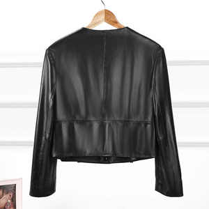 Chaqueta Bomber de piel de oveja genuina para mujer Premium 2024 prendas de vestir exteriores de moda - Product Image 4