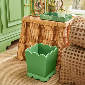 Papelera de papel de desecho de laca festoneada verde ecológica hecha a mano, forma rectangular para baño, cocina, dormitorio, OEM aceptado en Vietnam - Product Image 4
