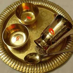 Juego de cocina de latón Juego de cena Kansa para el hogar Artículos de mesa de hotel Uso El último juego de cena de latón Cuenco diferente y cuchara y vajilla - Product Image 6