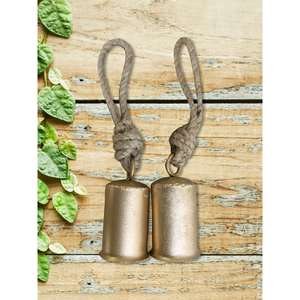 Mango Gifts 4 Height <b>Call</b> <b>Bell</b> Set Rustic Wedding & Dinner <b>Bell</b> Golden Colour Heavy Metal with Jute Handle Handmade 10pcs Set - Product Image 2