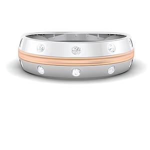 Anillo de diamante de oro blanco rosa macizo de 14K para hombre, niño, corte redondo, Diamante Natural, joyería certificada IGI - Product Image 2