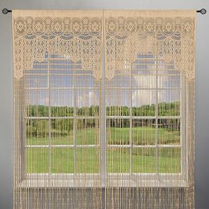 Cotton rope macrame bohemian <b>curtains</b> for large <b>patio</b> <b>doors</b> with artisanal craftsmanship and a warm rustic vibe - Product Image 4