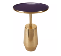 AK Table d'appoint ronde en métal de style luxe en laiton finition dorée avec dessus Table de meubles faite à la main en marbre pour meubles de restaurant