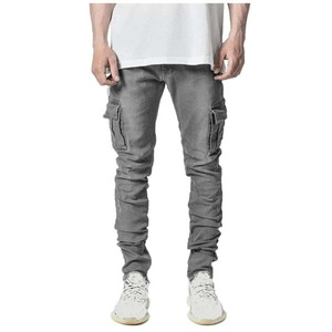 Design personnalisé respirant, droit, homme Jean Style unique Logo sur mesure toutes saisons prix de gros pantalon en jean uni blanc pour hommes - Product Image 5