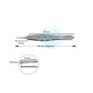 Pinzas Oftálmicas Bonn de Acero Inoxidable, Manuales, Muy Delicadas, 1x2 Dientes, 0.12mm, para Microcirugía, en Venta Online - Product Image 2