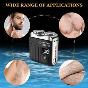 Mini rasoir électrique pour homme à double lame, rasoir rotatif portable pour voyage, rasoir humide et sec, lame détachable, remplacement de la lame IPX7, rasoir lavable - Product Image 3