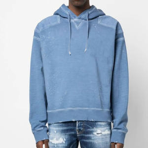 Sudadera con Capucha Gruesa de Algodón 100% de 500 g/m², Personalizada, Extra Grande, con Bordado Desgastado, Estilo Vintage, Lavado Ácido, para Hombre - Product Image 5