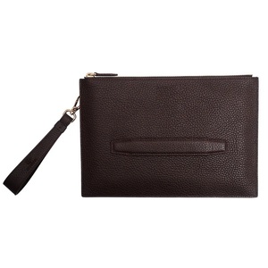 Bolso de mano de cuero genuino personalizado de alta calidad para hombre, bolso inteligente de moda, cierre de cremallera, patrón sólido, longitud corta - Product Image 2