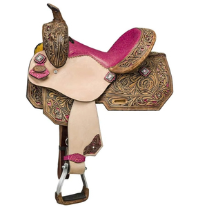 High Quality Leather Western <b>Saddle</b> Wood Durable Comfortable Fit for Trail Riding Ranch Barrel Racing Roping - Product Image 1