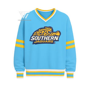 Venta al por mayor HBCU Southern University y A & M College Collegiate Apparel Unisex Oversize Chenille bordado cuello pico sudadera - Product Image 1