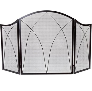 Popular Black Freestanding <b>Fire</b> <b>Guard</b> 3 Panel Fireplace Screen for Indoor Living Room Black Freestanding Flat Fireplace Screen - Product Image 1