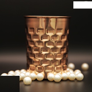 Portavelas Cilíndrico de Cobre Martillado, Forma Redonda, para Decoración del Hogar y Iluminación Navideña, Portavelas de Primera Calidad - Product Image 1