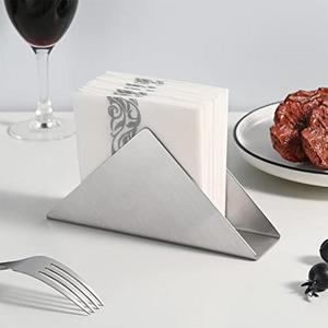 Support de rangement pour serviettes en métal argenté en forme de triangle moderne pour organisateur de table à manger - Product Image 5