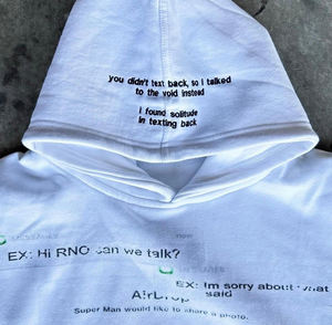 100% coton sérigraphié broderie pull poids lourd Unsex blanc à capuche - Product Image 2