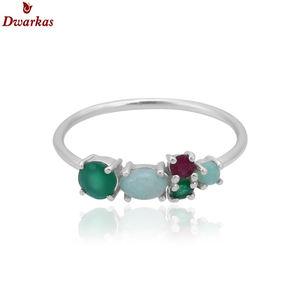 แหวนอัญมณีหลากสีสีสีเขียวง่ามทำด้วยมือสุดงดงามสำหรับ925เงินสเตอร์ลิง - Product Image 3