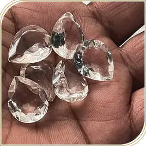 Pierre précieuse naturelle en quartz cristal, pierre taillée en forme de poire, 16x20mm, pierre naturelle de qualité supérieure - Product Image 3