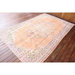 พรมขนาด 5.7x9.1 ฟุต, พรมวินเทจตุรกี, พรมลายดอกไม้สีส้ม - Product Image 2