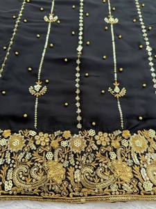 Luxury Black <b>Gold</b> Embroidered Anarkali <b>Suit</b> Set Designer Pakistani Party Wear Kurta Dupatta Set for Wedding Festive - Product Image 6
