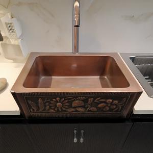 Évier de cuisine rectangulaire en cuivre fait à la main, évier en métal de style fermier, évier de luxe, fournisseur en gros OEM. - Product Image 5