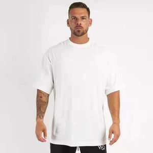 Camiseta extragrande para hombre, camiseta de talla grande de alta calidad, logotipo personalizado, manga corta, cuello redondo, Camisetas largas de alta calidad con logotipo personalizado en blanco, nuevo - Product Image 5