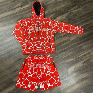 Vente en gros haut et pantalon léger en polyester à impression personnalisée avec fermetures à glissière survêtements coupe-vent pour hommes ensemble de survêtements et shorts 2 pièces pour hommes - Product Image 4