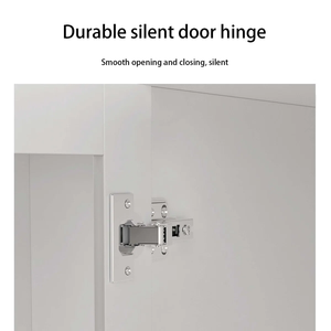 Armoire à 2 portes avec miroir, rangement avec tiroirs et étagères, armoire moderne blanche avec tringle à vêtements extensible et rangement - Product Image 6